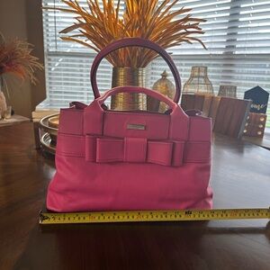 Pink Bow Accent Women’s Satchel Handbag